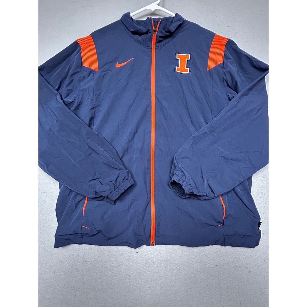 Nike Illinois Fighting Illini Jacket Polyester Spandex Blue Orange Large Mens